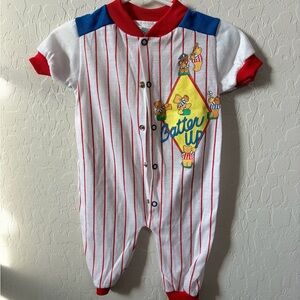 Kids Baseball-Themed One Piece with Red and Blue Accents